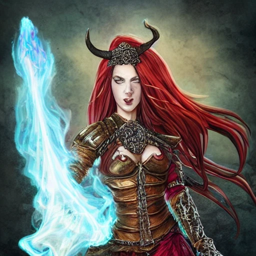 {{{fantasy powerful she-devil from hell casting a fire spell with her hand}, highly detailed, {hyperrealistic full body portrait of feminine demon, overflowing energy, wearing long medieval dress, wearing medieval bone armor, wearing jewelry, illustrated, long hair, beautiful and detailed eyes, strong body, busty, chubby body,  mysterious and seductive look, sharp focus, elegant, volumetric lighting, smooth, in style of hades videogame, thick black outlines, cartoony, anime, art by artgerm, art station, character art