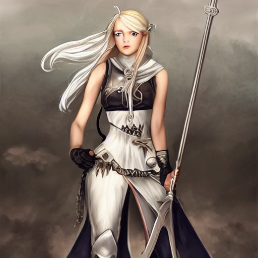 mdjrny-v4 style, artstation, pixiv, {{{nordic blonde fantasy rpg maiden holding a spear}}}, simple solid color background, highly detailed, {{hyperrealistic full body portrait of woman from scandinavia}}, wearing jewelry, {{wearing white light medieval leather armor}}, magic, 1woman, gorgeous anime woman, illustrated, eye makeup, long natural hair, grim and gothic, perfect anatomy, beatiful and detailed eyes, sharp focus, beautiful eyes, strong colors, even lighting, guard stance, simple solid background, {{in style of fire emblem the videogame}}, in style of hades the videogame, very thick black outlines, cartoony, in style of marvel comics, painted with ink, {very blunt borders}, adult cartoon, character concept art,  by HACCAN, by Kita Senri, by Suzuki Rika, by azu-taro, comic book cover style