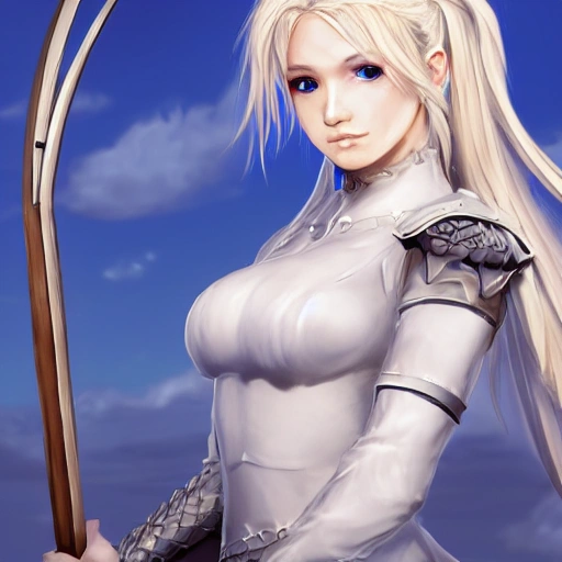 mdjrny-v4 style, artstation, pixiv, {{{nordic blonde fantasy rpg maiden holding a spear}}}, simple solid color background, highly detailed, {{hyperrealistic full body portrait of woman from scandinavia}}, wearing jewelry, {{wearing white light medieval leather armor}}, magic, 1woman, gorgeous anime woman, illustrated, eye makeup, long natural hair, grim and gothic, perfect anatomy, beatiful and detailed eyes, sharp focus, beautiful eyes, strong colors, even lighting, guard stance, simple solid background, {{in style of fire emblem the videogame}}, in style of hades the videogame, very thick black outlines, cartoony, in style of marvel comics, painted with ink, {very blunt borders}, adult cartoon, character concept art,  by HACCAN, by Kita Senri, by Suzuki Rika, by azu-taro, comic book cover style