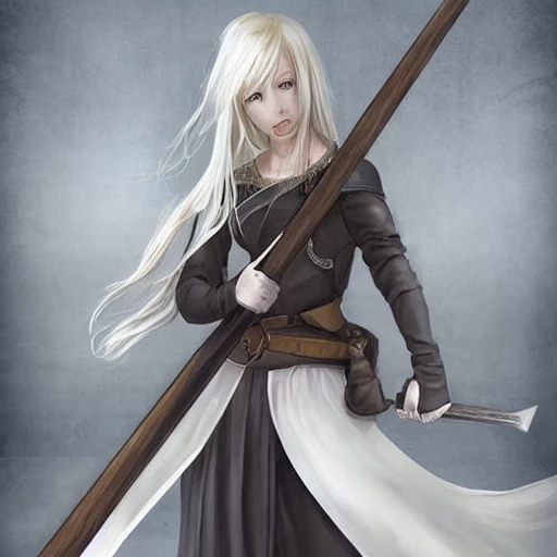 mdjrny-v4 style, artstation, pixiv, {{{nordic blonde fantasy rpg maiden holding a spear}}}, simple solid color background, highly detailed, {{hyperrealistic full body portrait of woman from scandinavia}}, wearing jewelry, {{wearing white light medieval leather armor}}, magic, 1woman, gorgeous anime woman, illustrated, eye makeup, long natural hair, grim and gothic, perfect anatomy, beatiful and detailed eyes, sharp focus, beautiful eyes, strong colors, even lighting, guard stance, simple solid background, {{in style of fire emblem the videogame}}, in style of hades the videogame, very thick black outlines, cartoony, in style of marvel comics, painted with ink, {very blunt borders}, adult cartoon, character concept art,  by HACCAN, by Kita Senri, by Suzuki Rika, by azu-taro, comic book cover style