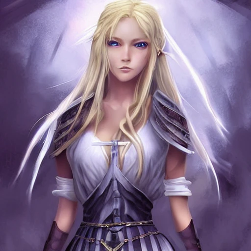 mdjrny-v4 style, artstation, pixiv, {{{nordic blonde fantasy rpg maiden holding a spear}}}, simple solid color background, highly detailed, {{hyperrealistic full body portrait of woman from scandinavia}}, wearing jewelry, {{wearing medieval light dress}}, magic, 1woman, gorgeous anime woman, illustrated, eye makeup, natural hair, grim and gothic, perfect anatomy, beatiful and detailed eyes, sharp focus, beautiful eyes, strong colors, even lighting, guard stance, simple solid background, {{in style of fire emblem the videogame}}, in style of hades the videogame, very thick black outlines, cartoony, in style of marvel comics, painted with ink, {very blunt borders}, adult cartoon, character concept art,  by HACCAN, by Kita Senri, by Suzuki Rika, by azu-taro, comic book cover style