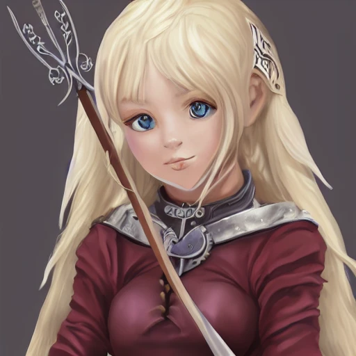 mdjrny-v4 style, artstation, pixiv, {{{nordic blonde fantasy rpg maiden holding a spear}}}, simple solid color background, highly detailed, {{hyperrealistic waist up portrait of woman from scandinavia}}, wearing jewelry, {{wearing medieval linen dress}}, magic, 1woman, gorgeous anime woman, illustrated, eye makeup, natural hair, grim and gothic, perfect anatomy, beatiful and detailed eyes, sharp focus, strong colors, even lighting, guard stance, simple solid background, {{in style of fire emblem the videogame}}, in style of hades the videogame, very thick black outlines, cartoony, in style of marvel comics, painted with ink, {very blunt borders}, adult cartoon, character concept art,  by HACCAN, by Kita Senri, by Suzuki Rika, by azu-taro, comic book cover style