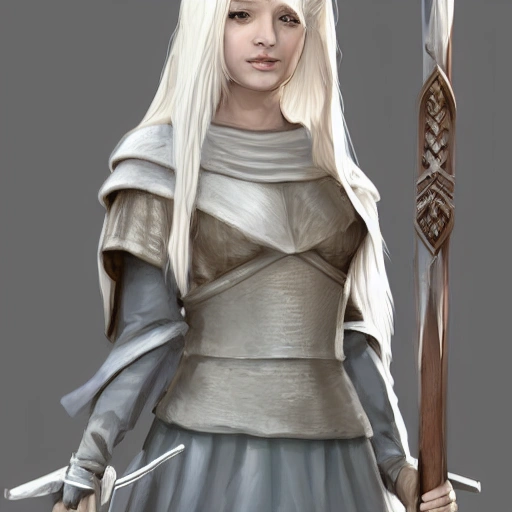 mdjrny-v4 style, artstation, pixiv, {{{nordic blonde fantasy rpg maiden holding a spear}}}, simple solid color background, highly detailed, {{hyperrealistic waist up portrait of woman from scandinavia}}, wearing jewelry, {{wearing medieval white linen dress}}, light shoulder armor, magic, 1woman, gorgeous anime woman, illustrated, eye makeup, natural hair, grim and gothic, perfect anatomy, beautiful and detailed eyes, sharp focus, strong colors, even lighting, guard stance, simple solid background, {{in style of fire emblem the videogame}}, in style of hades the videogame, very thick black outlines, cartoony, in style of marvel comics, painted with ink, {very blunt borders}, adult cartoon, character concept art,  by HACCAN, by Kita Senri, by Suzuki Rika, by azu-taro, comic book cover style