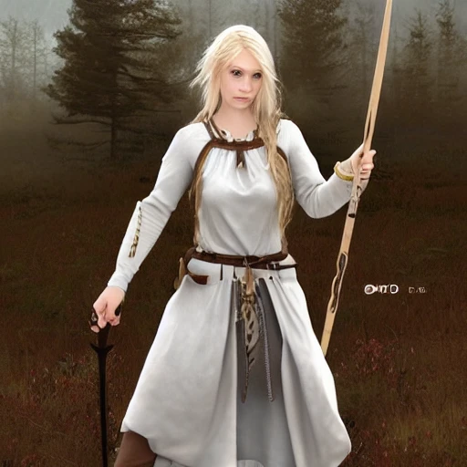 mdjrny-v4 style, artstation, pixiv, {{{nordic blonde fantasy rpg maiden holding a spear}}}, simple solid color background, highly detailed, {{hyperrealistic waist up portrait of woman from scandinavia}}, wearing jewelry, {{wearing medieval white linen dress}}, light shoulder armor, magic, 1woman, gorgeous anime woman, illustrated, eye makeup, natural hair, grim and gothic, perfect anatomy, beautiful and detailed eyes, sharp focus, strong colors, even lighting, guard stance, simple solid background, {{in style of fire emblem the videogame}}, in style of hades the videogame, very thick black outlines, cartoony, in style of marvel comics, painted with ink, {very blunt borders}, adult cartoon, character concept art,  by HACCAN, by Kita Senri, by Suzuki Rika, by azu-taro, comic book cover style