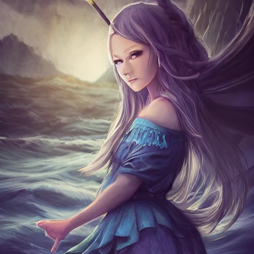 mdjrny-v4 style, artstation, pixiv, {{{nordic fantasy rpg goddess of sea with magical powers}}}, simple background, highly detailed, {{hyperrealistic waist up portrait scandinavia}}, wearing jewelry, {{wearing light medieval dress}}, magic, water drops, water splash, wet clothes, partly see-through, body fused with water, overflowing magical energy, 1woman, gorgeous anime woman, illustrated, eye makeup, natural hair, grim and gothic, perfect anatomy, beautiful and detailed eyes, sharp focus, strong colors, even lighting, guard stance, simple background, {{in style of fire emblem the videogame}}, in style of hades the videogame, very thick black outlines, cartoony, in style of marvel comics, painted with ink, {very blunt borders}, adult cartoon, character concept art,  by HACCAN, by Kita Senri, by Suzuki Rika, by azu-taro, comic book cover style