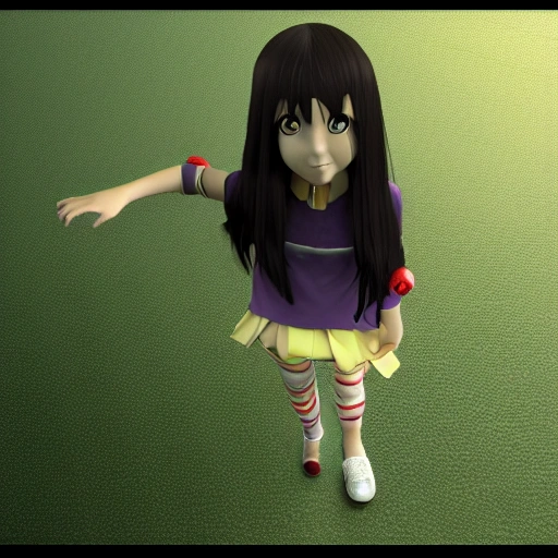 3d render, anime girl