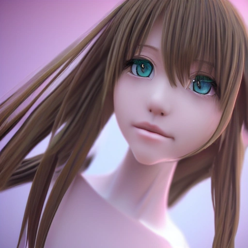 3d render, anime girl, beautiful anime girl