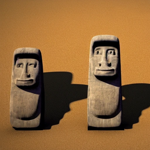 Super giant banana moai, beach setting, 3d render moai banana, 3d render