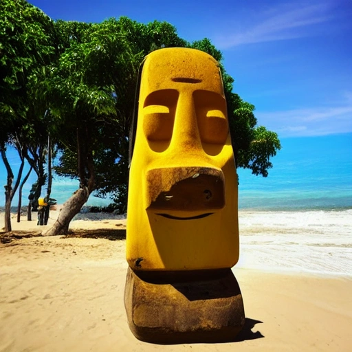 Super giant banana moai, beach setting