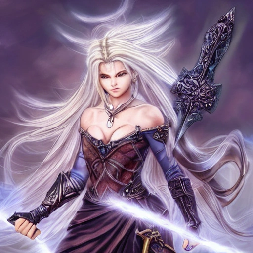 {{{square enix rpg character art of powerful fantasy thunder goddess who is casting a lightning spell with her hands}}}, highly detailed, {hyperrealistic waist up portrait of feminine valkyria with simple background}, overflowing energy, wearing long medieval dress, wearing medieval armor, wearing bone jewelry, illustrated, long hair, beautiful and detailed eyes, busty, voluptous body,  mysterious and seductive look, sharp focus, elegant, volumetric lighting, smooth, in style of hades videogame, thick black outlines, cartoony, anime, art by artgerm, art station, character art