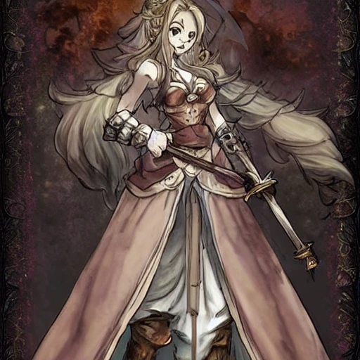 {{{octopath traveler style rpg character art of powerful dark fantasy mage woman who is casting a fire spell with her hands}}}, highly detailed, {hyperrealistic waist up portrait of 20 years old warrior princess with simple background oil colors}, overflowing energy, dark hair color, wearing medieval dress, wearing light medieval armor, wearing jewelry, illustrated, beautiful and detailed eyes, busty, voluptous body,  mysterious and seductive look, sharp focus, elegant, volumetric lighting, smooth, in style of videogame character art, 1woman, thick black outlines, cartoony, anime, art by artgerm, trending artstation