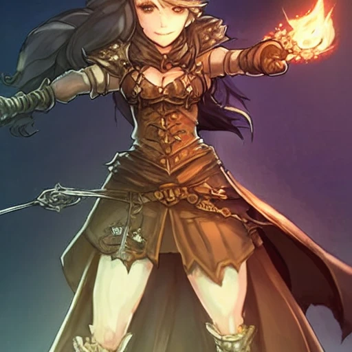 {{{octopath traveler style rpg character art of powerful dark fantasy mage woman who is casting a fire spell with her hands}}}, highly detailed, {hyperrealistic waist up portrait of 20 years old warrior princess with simple background oil colors}, overflowing energy, dark hair color, wearing medieval dress, wearing light medieval armor, wearing jewelry, illustrated, beautiful and detailed eyes, busty, voluptous body,  mysterious and seductive look, sharp focus, elegant, volumetric lighting, smooth, in style of videogame character art, 1woman, thick black outlines, cartoony, anime, art by artgerm, trending artstation