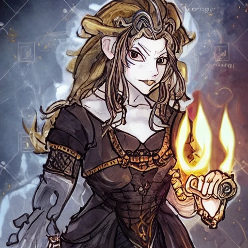 {{{octopath traveler style rpg character art of powerful dark fantasy mage woman who is casting a fire spell with her hands}}}, highly detailed, {hyperrealistic waist up portrait of 40 years old warrior princess with simple background oil colors}, overflowing energy, dark hair color, wearing medieval dress, wearing light medieval armor, wearing jewelry, illustrated, beautiful and detailed eyes, busty, voluptous body,  mysterious and seductive look, sharp focus, elegant, volumetric lighting, smooth, in style of hades videogame character art, 1woman, thick black outlines, cartoony, anime, art by artgerm, trending artstation