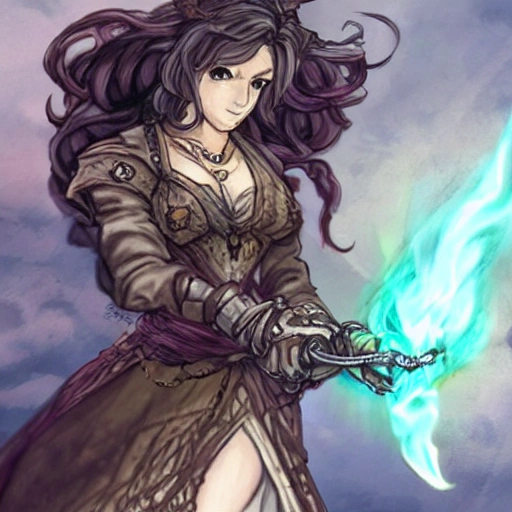 {{{octopath traveler style rpg character art of powerful fantasy mage woman who is casting a fire spell with her hands}}}, highly detailed, {hyperrealistic waist up portrait of 40 years old warrior princess with simple background oil colors}, overflowing energy, dark hair color, wearing medieval dress, wearing light medieval armor, wearing jewelry, illustrated, beautiful and detailed eyes, busty, voluptous body,  mysterious and seductive look, sharp focus, elegant, volumetric lighting, smooth, in style of hades videogame character art, 1woman, thick black outlines, cartoony, anime, art by artgerm, trending artstation