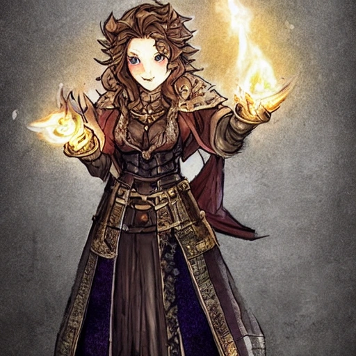 {{{octopath traveler style rpg character art of powerful fantasy mage woman who is casting a fire spell with her hands}}}, highly detailed, {hyperrealistic waist up portrait of 40 years old warrior princess with simple background oil colors}, overflowing energy, dark hair color, wearing medieval dress, wearing light medieval armor, wearing jewelry, illustrated, beautiful and detailed eyes, busty, voluptous body,  mysterious and seductive look, sharp focus, elegant, volumetric lighting, smooth, in style of hades videogame character art, 1woman, thick black outlines, cartoony, anime, art by artgerm, trending artstation