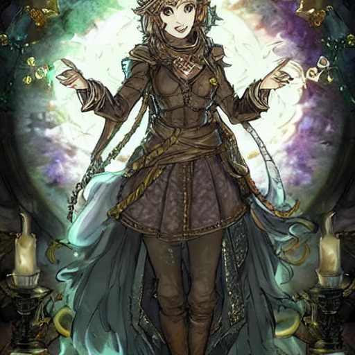 {{{octopath traveler style rpg character art of powerful fantasy goddess of nature who is casting a magic spell with her hands}}}, highly detailed, {hyperrealistic waist up portrait of 40 years old forest queen mother of earth with simple background oil colors}, overflowing energy, dark hair color, wearing light medieval leather clothing, wearing jewelry, illustrated, beautiful and detailed eyes, busty, voluptous body,  mysterious and seductive look, sharp focus, elegant, volumetric lighting, smooth, in style of hades videogame character art, 1woman, thick black outlines, cartoony, anime, art by artgerm, trending artstation