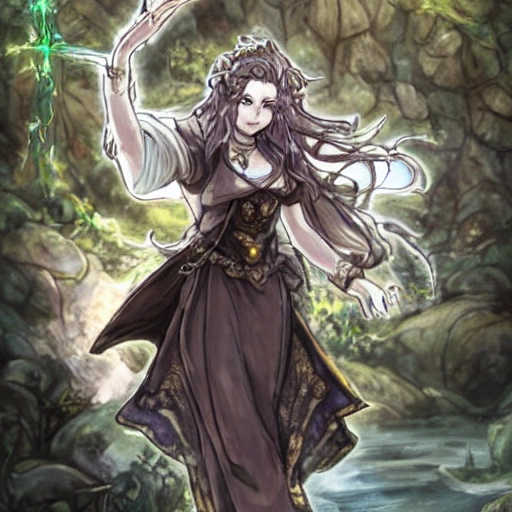 {{{octopath traveler style rpg character art of powerful fantasy goddess of nature who is casting a magic spell with her hands}}}, highly detailed, {hyperrealistic waist up portrait of 30 years old forest druid princess with simple background oil colors}, overflowing energy, dark hair color, wearing light medieval leather robe clothing, wearing jewelry, illustrated, beautiful and detailed eyes, busty, voluptous body,  mysterious and seductive look, sharp focus, elegant, volumetric lighting, smooth, in style of hades videogame character art, 1woman, thick black outlines, cartoony, anime, art by artgerm, trending artstation