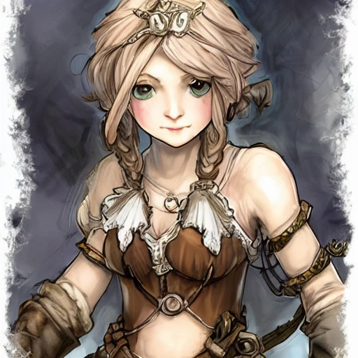 {{{octopath traveler style rpg character art of fantasy farm maiden}}}, highly detailed, {hyperrealistic waist up portrait of 18 years old nordic woman with simple background oil colors}, overflowing energy, light hair color, wearing light medieval white linen dress, wearing jewelry, illustrated, beautiful and detailed eyes, busty, strong body,  mysterious and seductive look, sharp focus, elegant, volumetric lighting, smooth, in style of hades videogame character art, 1woman, thick black outlines, cartoony, anime, art by artgerm, trending artstation