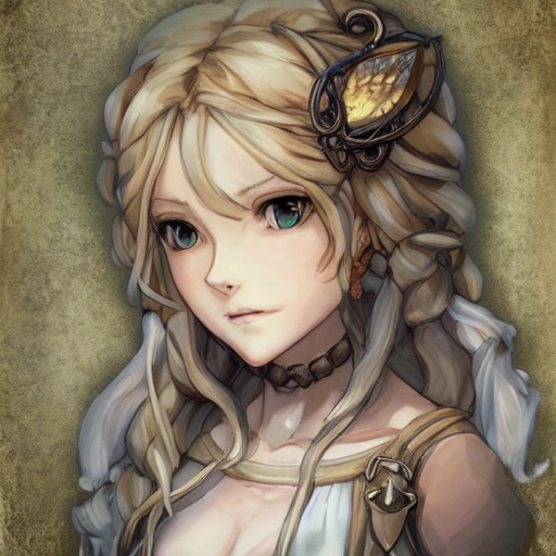 {{{octopath traveler style rpg character art of fantasy farm maiden}}}, highly detailed, {hyperrealistic waist up portrait of 29 years old Scandinavian woman with simple background oil colors}, overflowing energy, light hair color, wearing light medieval white linen dress, wearing necklace, illustrated, beautiful and detailed eyes, busty, mysterious and seductive look, sharp focus, elegant, volumetric lighting, smooth, in style of hades videogame character art, 1woman, thick black outlines, cartoony, anime, art by artgerm, trending artstation