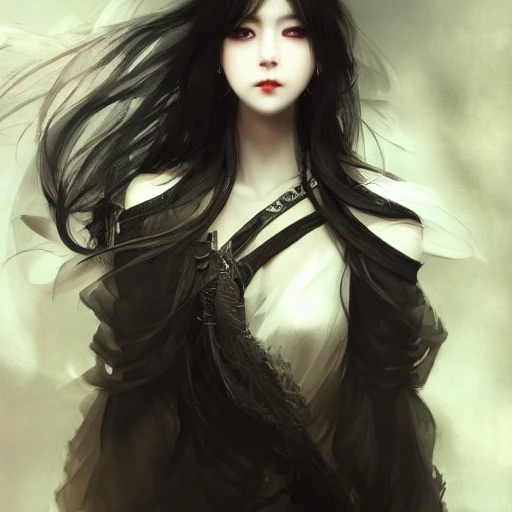 Ruan Jia, night, high-detailed face, beautiful woman, detailed b ...