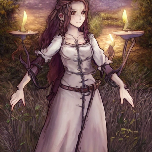 {{{octopath traveler style rpg character art of fantasy farm maiden}}}, highly detailed, {hyperrealistic waist up portrait of 30 years old Scandinavian woman with simple background oil colors}, overflowing energy, light hair color, straight long hair, wearing light medieval white linen dress, wearing necklace, illustrated, beautiful and detailed eyes, busty, mysterious and seductive look, sharp focus, elegant, volumetric lighting, smooth, in style of hades videogame character art, 1woman, thick black outlines, cartoony, anime, art by artgerm, trending artstation