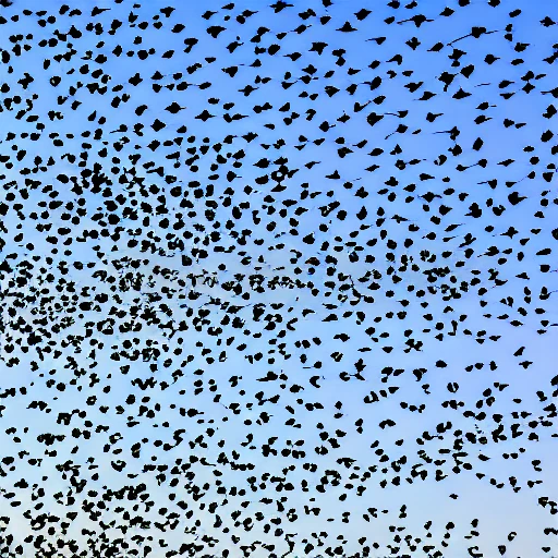 Birds murmuration in the shape of a smile