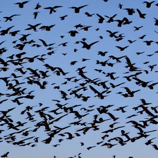 Birds flying in the shape of a human smile