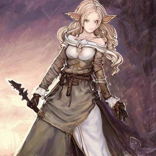 {{{octopath traveler style rpg character art of fantasy farm maiden}}}, highly detailed, {hyperrealistic waist up portrait of 30 years old Scandinavian woman with simple background oil colors}, overflowing energy, ponytail hair light color, wearing light medieval white linen dress, wearing necklace, illustrated, beautiful and detailed eyes, busty, mysterious and seductive look, sharp focus, elegant, volumetric lighting, smooth, in style of hades videogame character art, 1woman, thick black outlines, cartoony, anime, art by artgerm, trending artstation