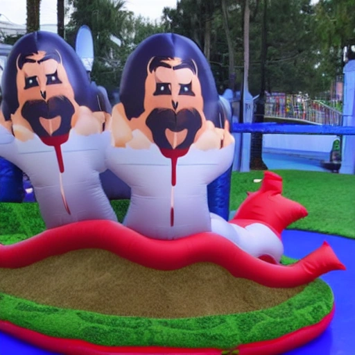 Tom Selleck as an Inflatable in a theme park, 3D