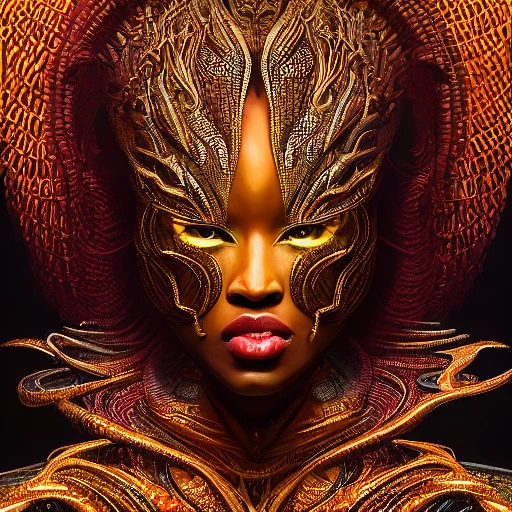 Hyper detailed ultra sharp, realistic ,trending on artstation, vibrant aesthetic, african royal, gold, colorful, cinematic, ornate, intricate, concept art, smooth, sharp focus, illustration, anthropomorphic african, art by coreybarksdale and greg Rutkowski  h. r. giger, 8 k portrait of  nagrelha