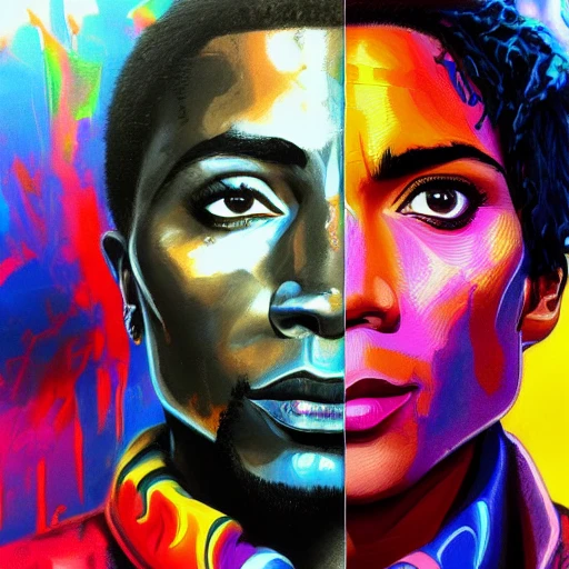 Hyper detailed ultra sharp, trending on artstation, vibrant aesthetic, bloodwave, colorful, psychedelic, ornate, intricate, digital painting, concept art, smooth, sharp focus, illustration, anthropomorphic african, art by coreybarksdale and greg rutkowski and h. r. giger, 8 k portrait of tupac shakur and Michael jackson