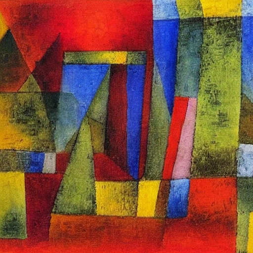 An painting of the high city og Bergamo by Paul Klee , Oil Painting