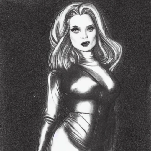 Scarlett Witch in a tight leather outfit., Pencil Sketch