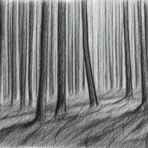 Pencil Sketch of Birch and Aspen Trees