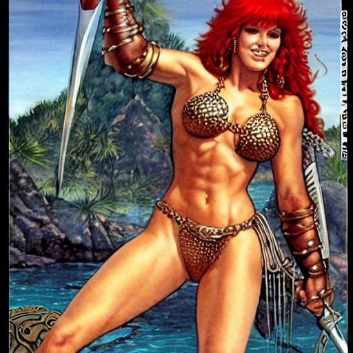 red sonja wearing bikini mail by jeff easley