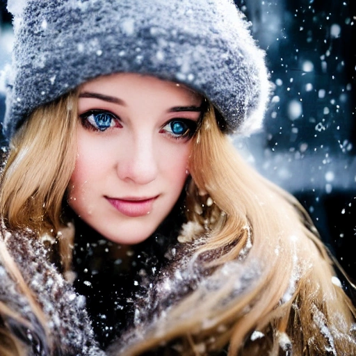 professional portrait photograph of young woman in winter clothing with long wavy blonde hair, ((sultry flirty look)), cute natural makeup, wearing elegant winter fashion clothing, ((standing outside in snowy city street)), stunning modern urban upscale environment, ultra realistic, concept art, elegant, highly detailed, intricate, sharp focus, depth of field, f/1.8, 85mm, medium shot, mid shot, (centered image composition), (professionally color graded), ((bright soft diffused light)), volumetric fog, trending on instagram, trending on tumblr, hdr 4k, 8k