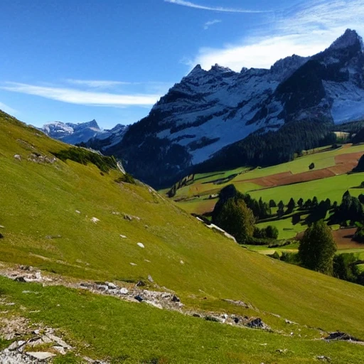 paysage givré de montagnes Suisse enneigées au couché du soleil