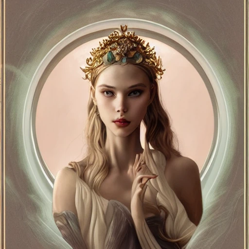 goddess, graceful, ultra realistic photo portrait of Scarlett Leithold, painting burst, beautiful symmetrical face, nonchalant kind look, realistic round eyes, tone mapped, intricate, elegant, highly detailed, digital painting, artstation, concept art, smooth, sharp focus, illustration, dreamy magical atmosphere, art by artgerm and greg rutkowski and alphonse mucha, 4k, 8k, perfect naked breast