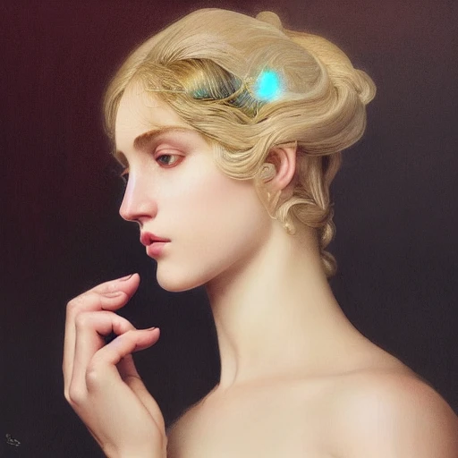 goddess, graceful, ultra realistic photo portrait of venus, painting burst, beautiful symmetrical face, pale skin, blonde hair, nonchalant kind look, realistic round eyes, tone mapped, intricate, elegant, highly detailed, digital painting, artstation, concept art, smooth, sharp focus, illustration, art by artgerm and greg rutkowski and alphonse mucha, 4k, 8k, perfect naked breast