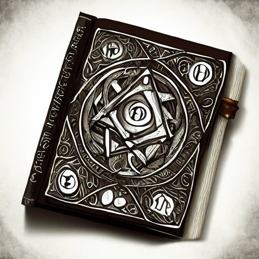 book illustration of (small book with Alchemical symbols), concept, d & d, high fantasy, detailed, digital art, artstation, smooth, sharp focus, fantasy, intricate, elegant, highly detailed, digital painting, isometric, concept art, illustration, artstation trending, pixiv, deviantart, (((!!!solid background!!!!))), (((white background))), (((transparent background))), Pencil Sketch