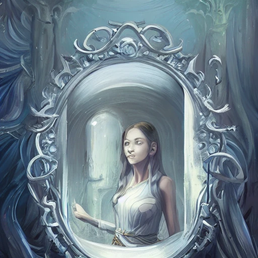 book illustration of (painting image illustration of mirror), concept, d & d, high fantasy, detailed, digital art, artstation, smooth, sharp focus, fantasy, intricate, elegant, highly detailed, digital painting, isometric, concept art, illustration, artstation trending, pixiv, deviantart, (((!!!solid background!!!!))), (((white background))), (((transparent background))), Water Color, Oil Painting !colored!, Trippy