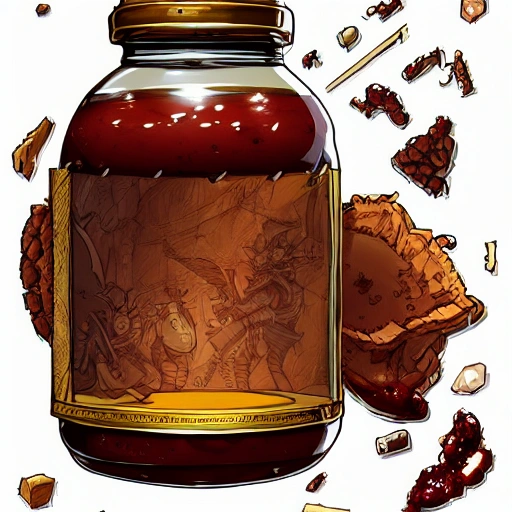 book illustration of (jar of brown colored jam), concept, d & d, high fantasy, detailed, digital art, artstation, smooth, sharp focus, fantasy, intricate, elegant, highly detailed, digital painting, isometric, concept art, illustration, artstation trending, pixiv, deviantart, (((!!!solid background!!!!))), (((white background))), (((transparent background))), Water Color, Oil Painting !colored!, Trippy