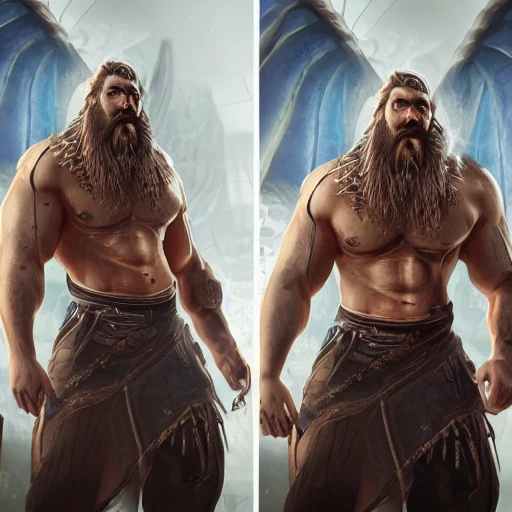 detailed blue eyes, extremely detailed, intricate, olumetric lighting, hyper realistic, concept art, awarding winning photography, octane render, muscular man with short beard and short hair, RPG game setting, medieval background, proud, sharp looks, Water Color