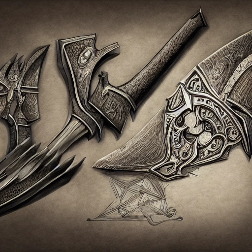 book illustration of (Axe handle), concept, d & d, high fantasy, 