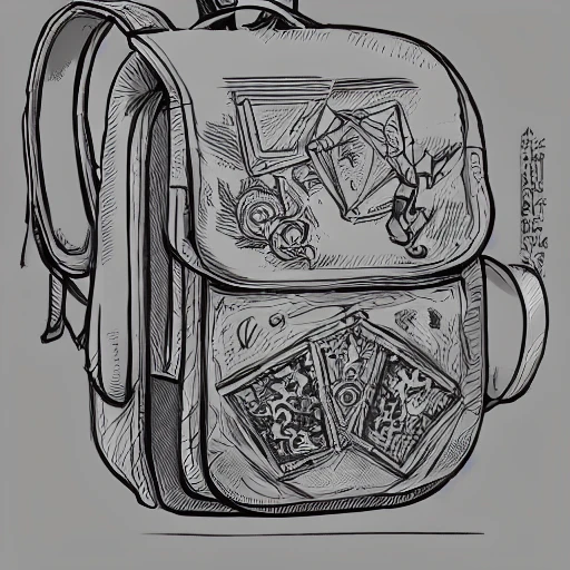 book illustration of (opened traveler small backpack), concept, d & d, high fantasy, detailed, digital art, artstation, smooth, sharp focus, fantasy, intricate, elegant, highly detailed, digital painting, isometric, concept art, illustration, artstation trending, pixiv, deviantart, (((!!!solid background!!!!))), (((white background))), (((transparent background))), Water Color, Oil Painting