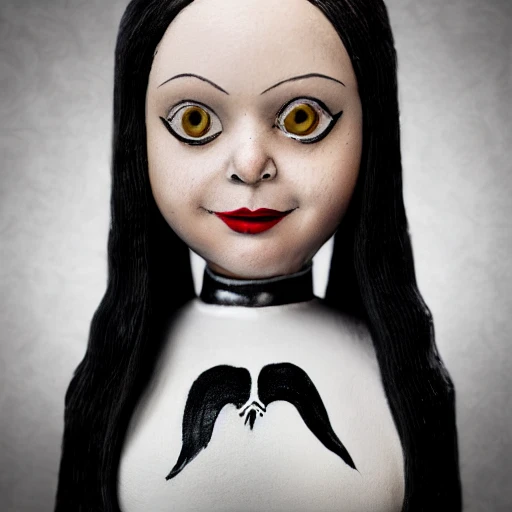 painted portrait photograph of a Wednesday Addams from the Addam ...