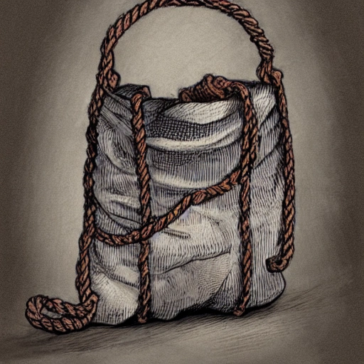 book illustration of (one large antique cloth bag tied with a rope), concept, d & d, high fantasy, detailed, digital art, artstation, smooth, sharp focus, fantasy, intricate, elegant, highly detailed, digital painting, isometric, concept art, illustration, artstation trending, pixiv, deviantart, (((!!!solid background!!!!))), (((white background))), (((transparent background))), Water Color, Oil Painting