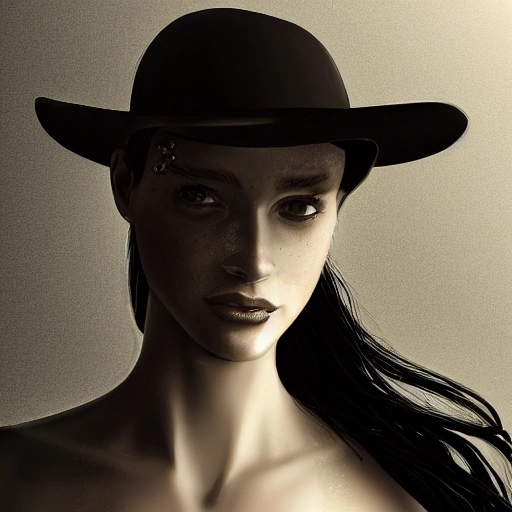 hyper realistic portrait of sexy girl, having a cap, a choker and luxurious necklaces, slender and slim, perfect naked breast, detailed eyes, coherent symmetrical face, digital art, perfect anatomy, hyper detailed, highly intricate, concept art, award winning photograph, rim lighting, sharp focus, 8k resolution wallpaper, smooth, denoise, Cartoon