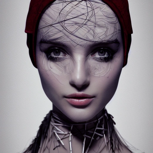 hyper realistic portrait of sexy girl, having a feather cap, a choker and luxurious necklaces, slender and slim, perfect naked breast, detailed eyes, coherent symmetrical face, digital art, perfect anatomy, hyper detailed, highly intricate, concept art, award winning photograph, rim lighting, sharp focus, 8k resolution wallpaper, smooth, denoise, Trippy, 3D