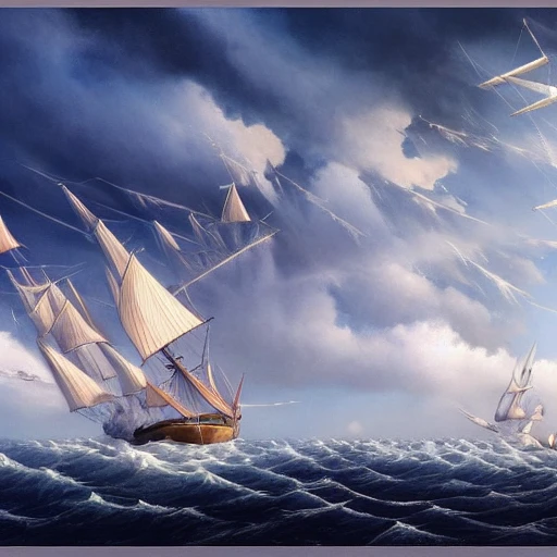 complet galion grand navire à voiles armé de canons et voiles  navigant sur un nuage dans un ciel étoilés, , hyper-realistic, perfect composition, , highly detailed, trending on artstation, ultra detailed, Trippy